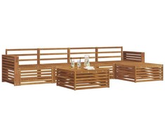 Lauko sofos komplektas 6 pcs Natūrali Kietos akacijos mediena