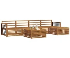 Lauko sofos komplektas 6 pcs Natūrali Kietos akacijos mediena
