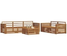 Lauko sofos komplektas 6 pcs Natūrali Kietos akacijos mediena