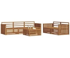 Lauko sofos komplektas 6 pcs Natūrali Kietos akacijos mediena
