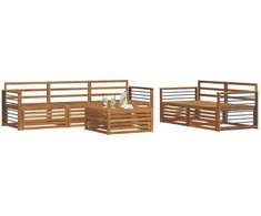 Lauko sofos komplektas 6 pcs Natūrali Kietos akacijos mediena