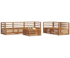 Lauko sofos komplektas 6 pcs Natūrali Kietos akacijos mediena