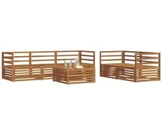 Lauko sofos komplektas 6 pcs Natūrali Kietos akacijos mediena