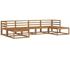 Lauko baldų komplektas Lauko sofos komplektas 6 pcs Natūrali Kietos akacijos mediena