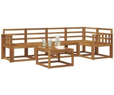 Sofa Lauko sofos komplektas 6 pcs Natūrali Kietos akacijos mediena
