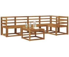 Lauko sofos komplektas 6 pcs Natūrali Kietos akacijos mediena
