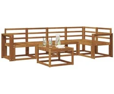 Lauko sofos komplektas 6 pcs Natūrali Kietos akacijos mediena
