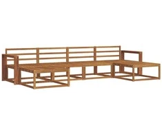 Lauko baldų komplektas Lauko sofos komplektas 6 pcs Natūrali Kietos akacijos mediena