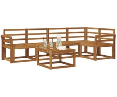 Sofa Lauko sofos komplektas 6 pcs Natūrali Kietos akacijos mediena