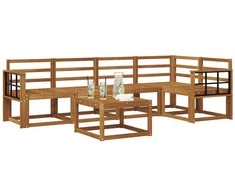 Lauko sofos komplektas 6 pcs Natūrali Kietos akacijos mediena