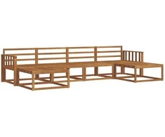 Lauko baldų komplektas Lauko sofos komplektas 6 pcs Natūrali Kietos akacijos mediena
