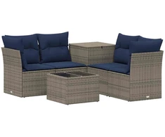 Sofos komplektas 6 vnt. Pilka ir tamsiai mėlyna