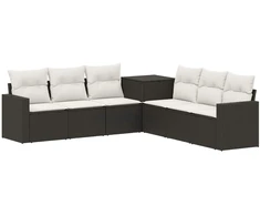 Sofos komplektas 7 pcs Juoda ir kreminė balta