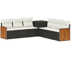 Sofos komplektas 7 pcs Juoda ir kreminė balta