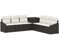 Sofos komplektas 7 pcs Juoda ir kreminė balta