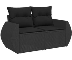 Sofos komplektas 7 pcs Juoda Poli ratanas ir plienas