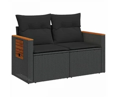 Sofos komplektas 7 pcs Juoda Poli ratanas ir plienas