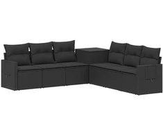 Sofos komplektas 7 pcs Juoda Poli ratanas ir plienas