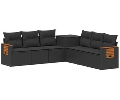 Sofos komplektas 7 pcs Juoda Poli ratanas ir plienas