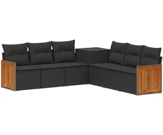 Sofos komplektas 7 pcs Juoda Poli ratanas ir plienas