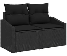 Sofos komplektas 7 pcs Juoda Poli ratanas ir plienas