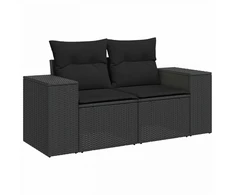 Sofos komplektas 7 pcs Juoda Poli ratanas ir plienas
