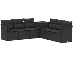 Sofos komplektas 7 pcs Juoda Poli ratanas ir plienas