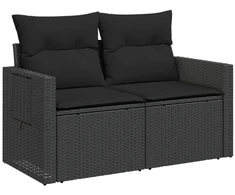 Sofos komplektas 7 pcs Juoda Poli ratanas ir plienas