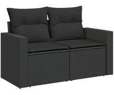 Sofos komplektas 7 pcs Juoda Poli ratanas ir plienas