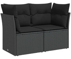 Sofos komplektas 7 pcs Juoda Poli ratanas ir plienas