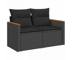 Sofos komplektas 7 pcs Juoda Poli ratanas ir plienas