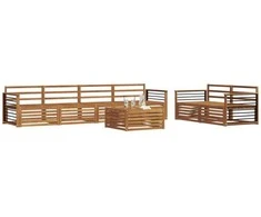 Lauko sofos komplektas 7 pcs Natūrali Kietos akacijos mediena