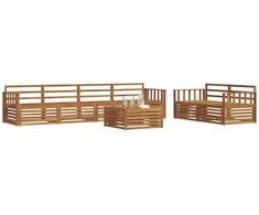 Lauko sofos komplektas 7 pcs Natūrali Kietos akacijos mediena