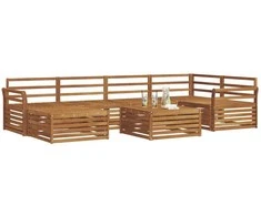 Lauko baldų komplektas Lauko sofos komplektas 7 pcs Natūrali Kietos akacijos mediena