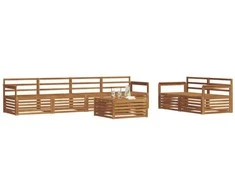 Lauko sofos komplektas 7 pcs Natūrali Kietos akacijos mediena