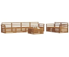Lauko baldų komplektas Lauko sofos komplektas 7 pcs Natūrali Kietos akacijos mediena