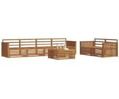 Lauko sofos komplektas 7 pcs Natūrali Kietos akacijos mediena