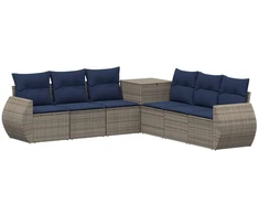 Sofos komplektas 7 pcs Pilka ir tamsiai mėlyna