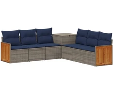Sofos komplektas 7 pcs Pilka ir tamsiai mėlyna