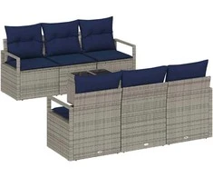 Sofos komplektas 7 pcs Pilka ir tamsiai mėlyna poliratanas
