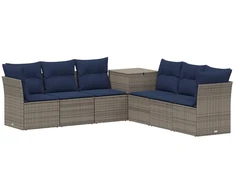 Sofos komplektas 7 pcs Pilka ir tamsiai mėlyna