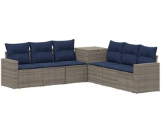 Sofos komplektas 7 pcs Pilka ir tamsiai mėlyna