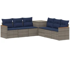 Sofos komplektas 7 pcs Pilka ir tamsiai mėlyna