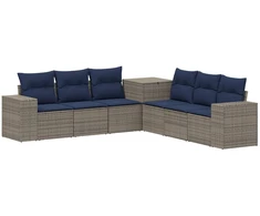Sofos komplektas 7 pcs Pilka ir tamsiai mėlyna