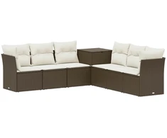 Sofos komplektas 7 pcs Ruda ir Kremavimo Balta