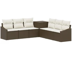 Sofos komplektas 7 pcs Ruda ir Kremavimo Balta