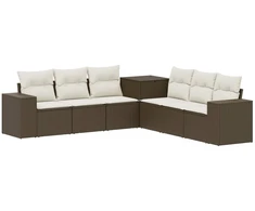 Sofos komplektas 7 pcs Ruda ir Kremavimo Balta