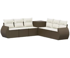 Sofos komplektas 7 pcs Ruda ir Kremavimo Balta