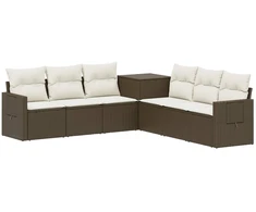 Sofos komplektas 7 pcs Ruda ir Kremavimo Balta