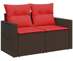 Sofos komplektas 7 pcs Ruda ir raudona Poli ratanas ir plienas